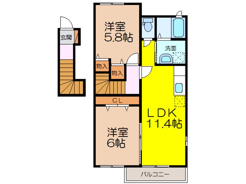 間取図 島原鉄道/島原駅 徒歩19分 2階 築15年