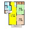レオン西郷台 2LDKの間取り