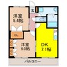メイプルガーデン愛野 2DKの間取り