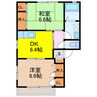 ヴィラ清泉 2DKの間取り