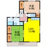ロイヤルガーデン仲沖　F棟 2LDKの間取り