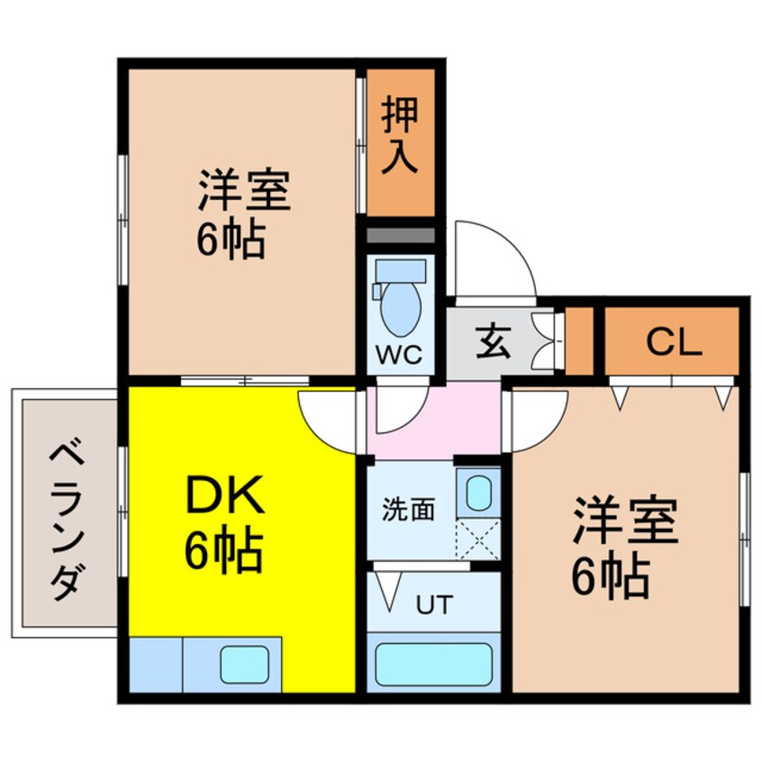 間取図 長崎本線/諫早駅 徒歩22分 2階 築20年