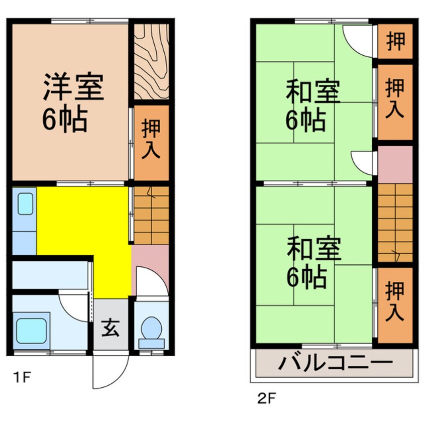 間取図 島原鉄道/幸駅 徒歩12分 1-2階 築41年