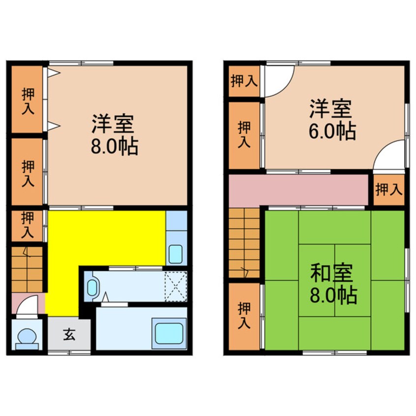 間取図 島原鉄道/幸駅 徒歩12分 1-2階 築41年