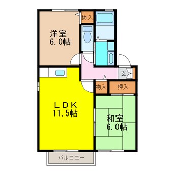 間取図 長崎県営バス（諫早市）/久山 徒歩5分 1階 築21年