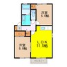 セジュールＹＭ　Ⅳ 2LDKの間取り