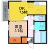 ラ プリミエール エストワール 1DKの間取り