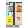 ハピネス木床 1DK+Sの間取り