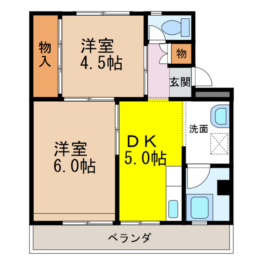 間取図 ビレッジハウス栗面2号棟