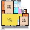 ビレッジハウス愛野1号棟 2LDKの間取り