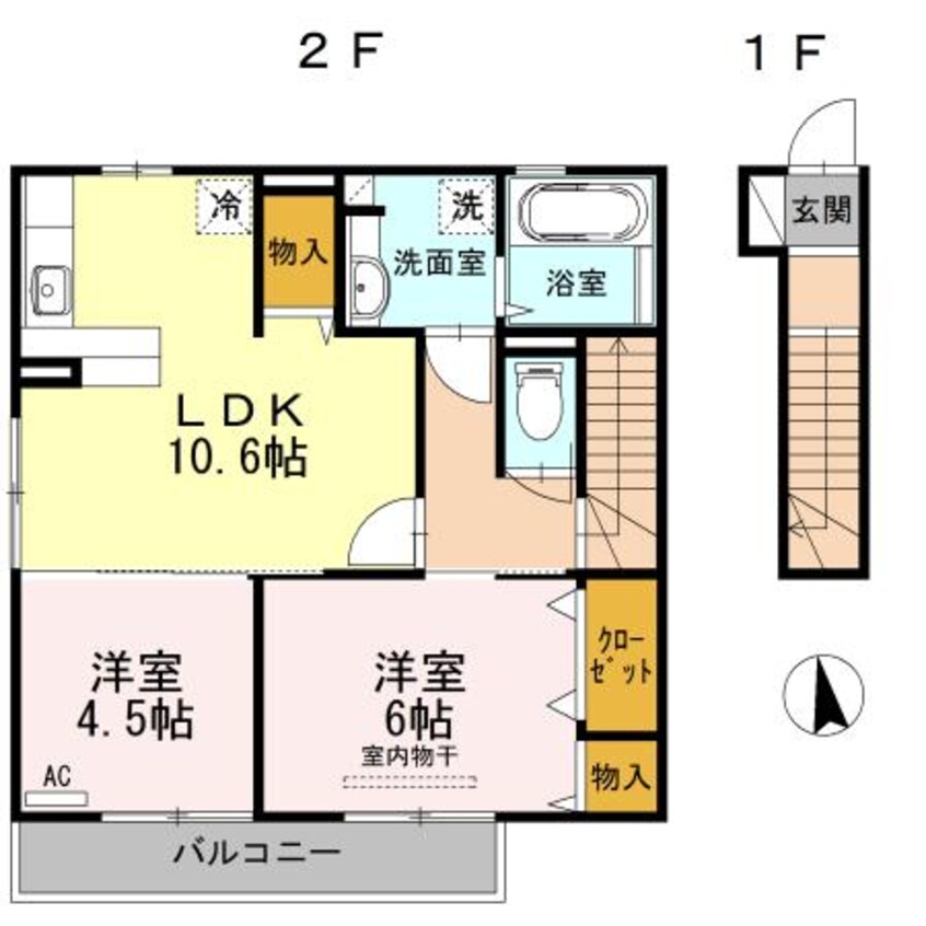 間取図 長崎本線/肥前古賀駅 徒歩9分 2階 築8年