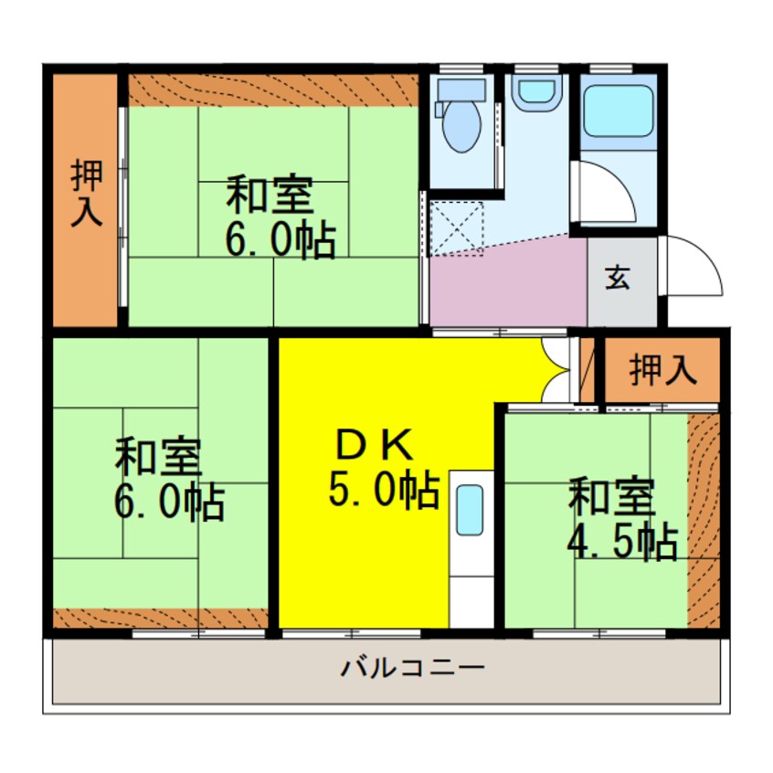 間取図 ビレッジハウス若葉Ⅱ1号棟