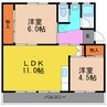 ビレッジハウス若葉Ⅱ2号棟 2LDKの間取り