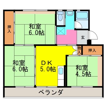 間取図 ビレッジハウス若葉Ⅱ2号棟