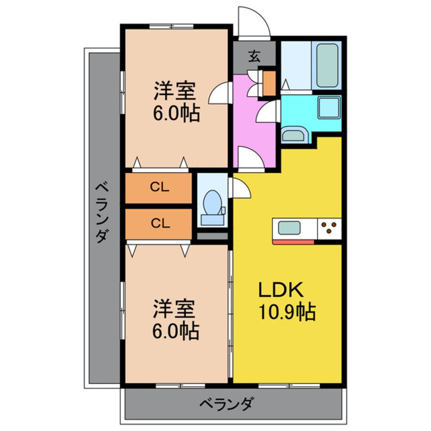 間取図 長崎本線/諫早駅 徒歩2分 3階 築19年