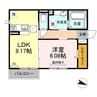 コンフォートたらみD 1LDKの間取り