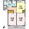 グレイス愛野　B棟 2DKの間取り
