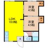 コーポ上山 2LDKの間取り
