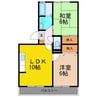 ホームタウン若葉Ａ 2LDKの間取り