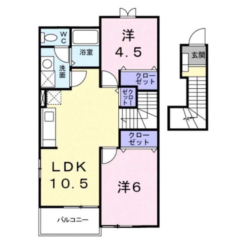 間取図 長崎本線/肥前古賀駅 車移動　12分5.8km 2階 築20年