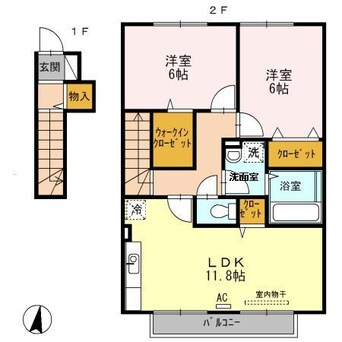 間取図 長崎本線/肥前古賀駅 徒歩32分 2階 築13年