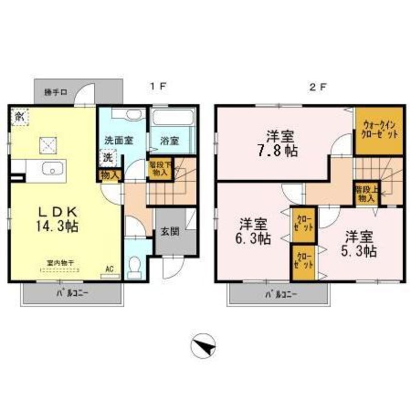 間取図 長崎県営バス(長崎市)/長総大前 徒歩1分 1-2階 築12年