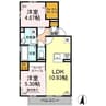 ランチヒル真崎　A棟 2LDKの間取り