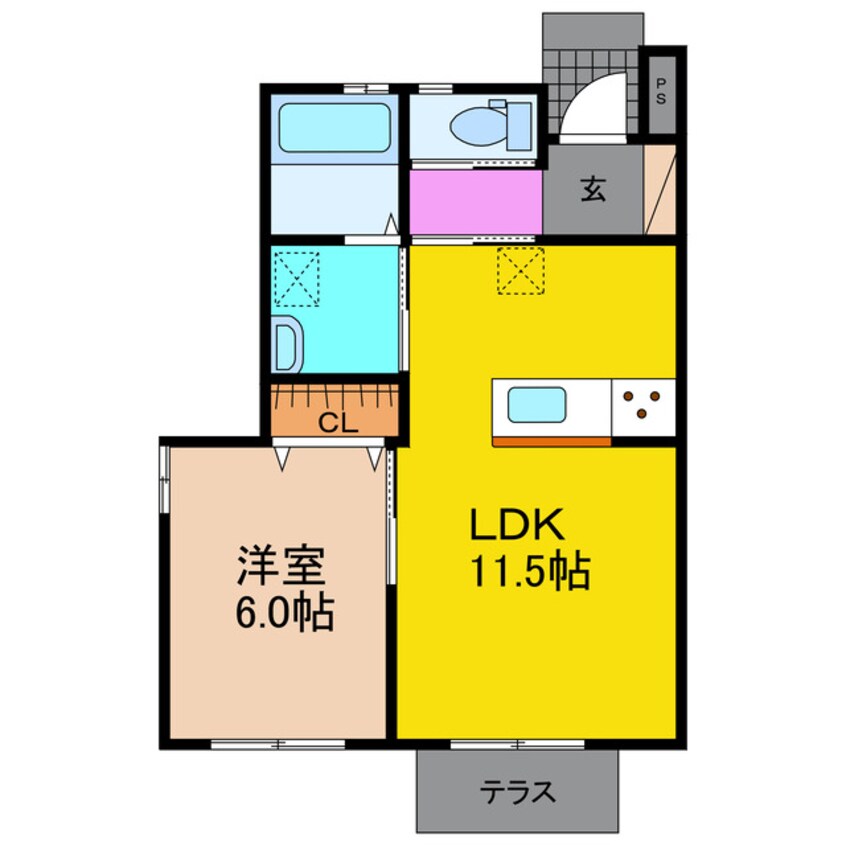 間取図 長崎県営バス（諫早市）/コミュニティ会館前 徒歩1分 1階 築2年