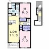 ヒルズ１．愛シティＢ 2LDKの間取り