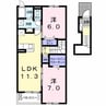 ヒルズ１．愛シティＢ 2LDKの間取り