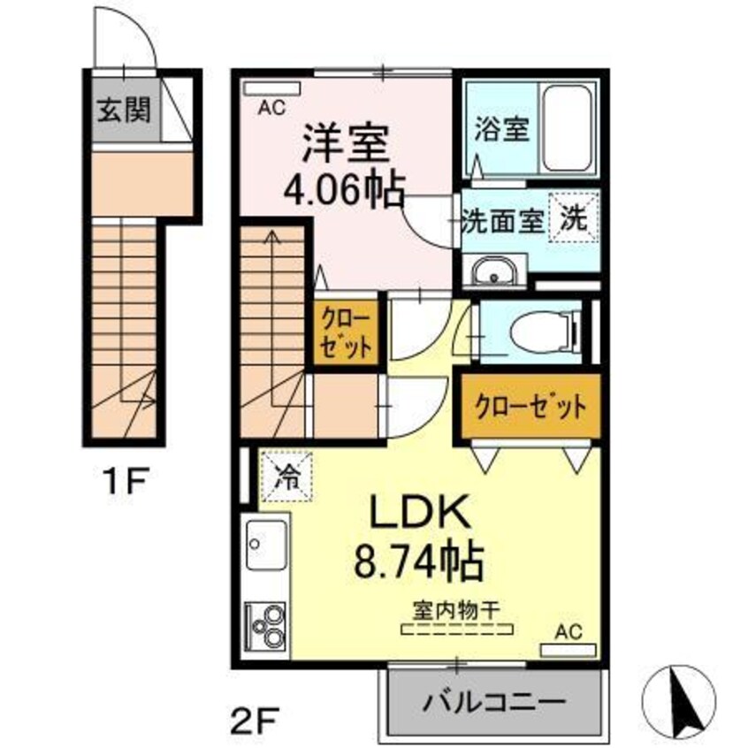 間取図 大村線/岩松駅 徒歩25分 2階 築1年