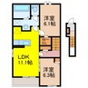 グリシーヌ愛野 2LDKの間取り