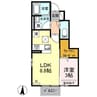 ＤＥＡＲＲＯＯＭ東三条 1LDKの間取り