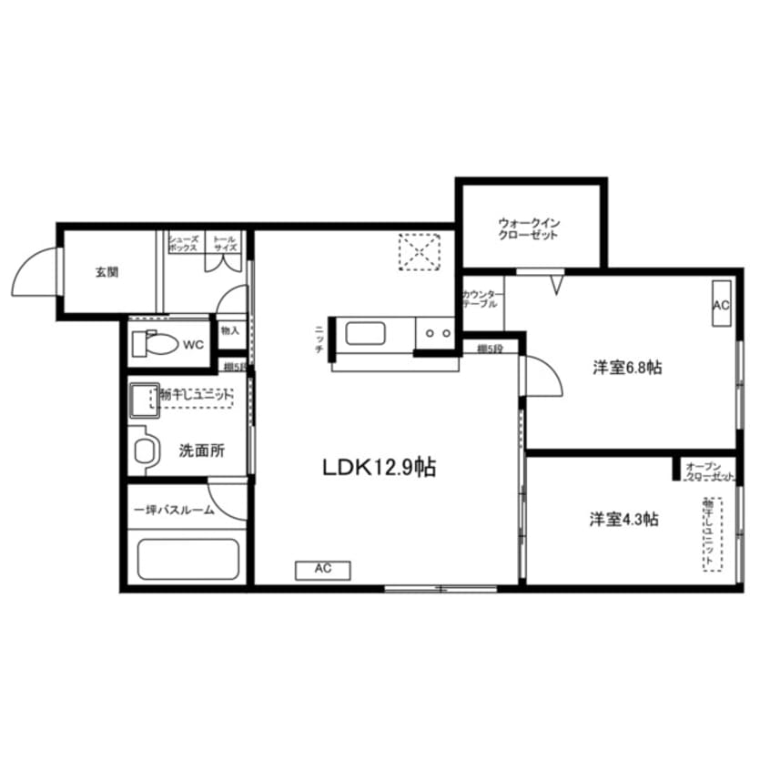 間取図 信越本線/東三条駅 徒歩13分 1階 築2年