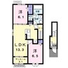 リベルタージュビフレ　Ⅲ 2LDKの間取り