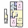 リベルタージュビフレ　Ⅲ 2LDKの間取り