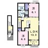 リベルタージュビフレ　Ⅲ 2LDKの間取り