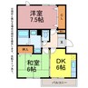 グリーンハイツ藤ヶ谷Ⅱ 2DKの間取り