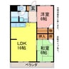 胡蝶羽根井 2LDKの間取り