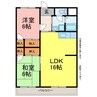 胡蝶羽根井 2LDKの間取り