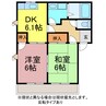 シルクヴェールフジB 2DKの間取り