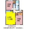 セジュールスール 2LDKの間取り