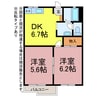 グリーンステージ東山 2DKの間取り
