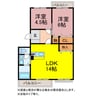 からさわハイツＡ・Ｂ棟 2LDKの間取り