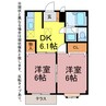 アップルⅠ・Ⅱ 2DKの間取り