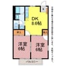 イーストサイドコーポＡ・Ｂ 2DKの間取り