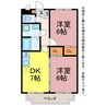 クレール沢向 2DKの間取り