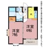 クレール沢向 2Kの間取り
