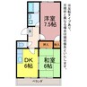 レジデンスハラタ 2DKの間取り