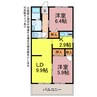 ビレッジ紫陽花 2LDKの間取り